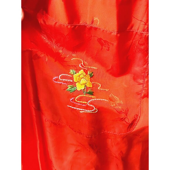 Vtg SILVER LAKE Women’s M Kimono Robe Embroidered Phoenix Dragon Floral Satin - Picture 6 of 9